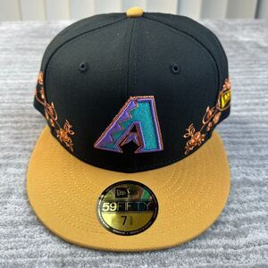 Arizona Diamondbacks Hat Cap Mens Fitted 7 5/8 Black Floral Vine New Era 2 Tone